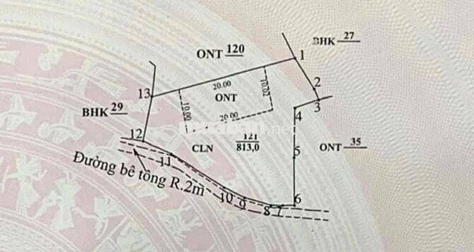 Mảnh vườn có sẵn đất ở mặt ngang 38m có sẵn đất ở