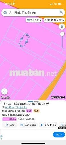 Bán lô đất sát ngã 6 an phú 84m thổ cư 60m