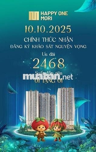 Booking Happy One Mori chỉ từ 25 triệu. Dự án  Bình Dương.
