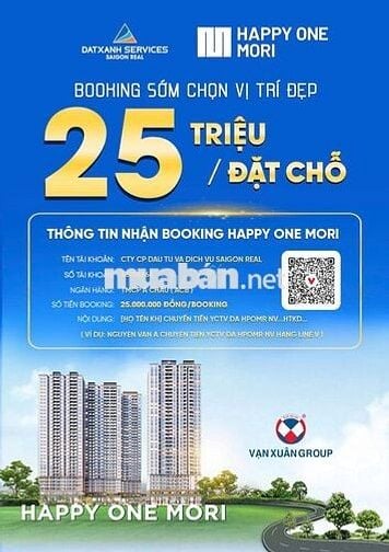 Booking Happy One Mori chỉ từ 25 triệu. Dự án  Bình Dương.