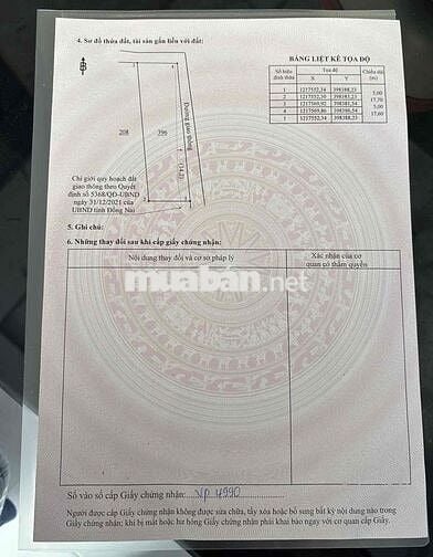 cần bán gấp nền đất 3 mặt tiền tại phường Tân Triều, sổ riêng thổ cư