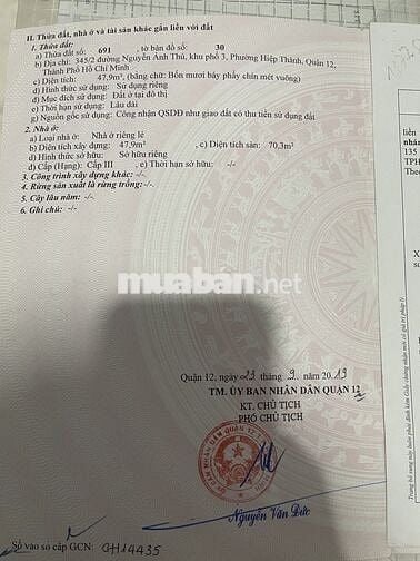 Nhà SHR, HIỆP THÀNH. QUẬN 12, CHÍNH CHỦ KO MÔ GIỚI