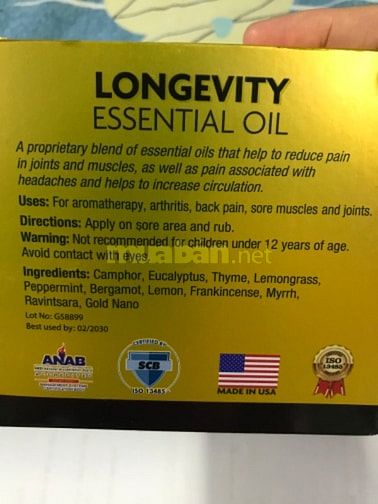 Dầu vàng Mỹ Longevity 220k/ chai, date 2030