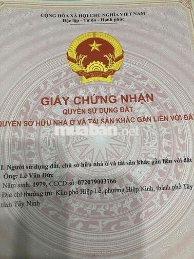 Đất nền thổ cư 60m2 Tân Hưng , Tây Ninh
