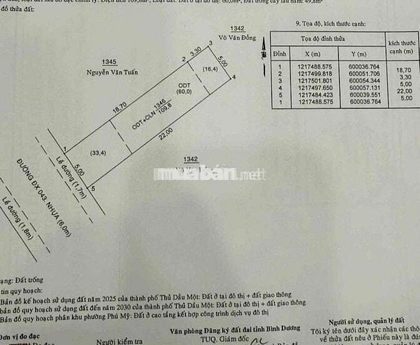 BÁN LÔ ĐẤT MẶT TIỀN KINH DOANH DX043 THỦ DẦU MỘT- GẦN PHẠM NGỌC THẠCH