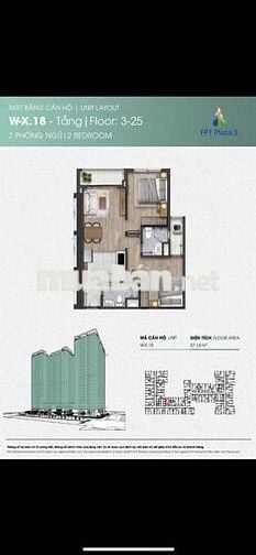 Căn hộ chung cư FPT Plaza 3 - 2 phòng ngủ - 58 m2