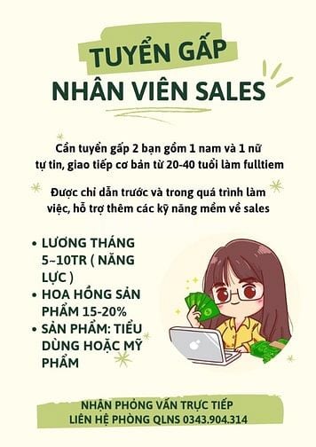 Việc làm cho LĐPT không cần kinh nghiệm làm online và offline Tân Bình