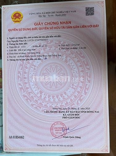 Bán sĩ 10 lô đất Bình Minh, Trảng Bom, Đồng Nai, chỉ 1 tỷ 150 triệu/lô