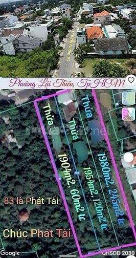 Bán 3 lô đất 46*128m MT đường Bình Nhâm 83, P. Bình Nhâm,T. Bình Dương