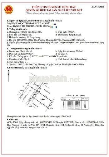 Nhà ở 4x10_1 trệt 2 lầu, 3PN-3WC-HXH 6m_Lê Đức Thọ, F.14, Gò Vấp