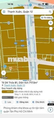 bán 304.5m thổ cư mặt tiền đường Thạnh Xuân 31 DT 7x43