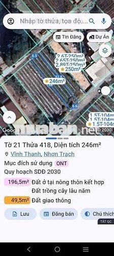 Chính chủ bán đất Vĩnh Thanh, Nhơn Trạch