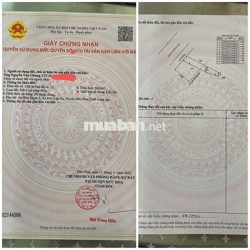 Chính Chủ Bán 84,3m2 Đất Mặt Tiền Đường Quốc Lộ N2,Đức Lập Hạ, Đức Hòa