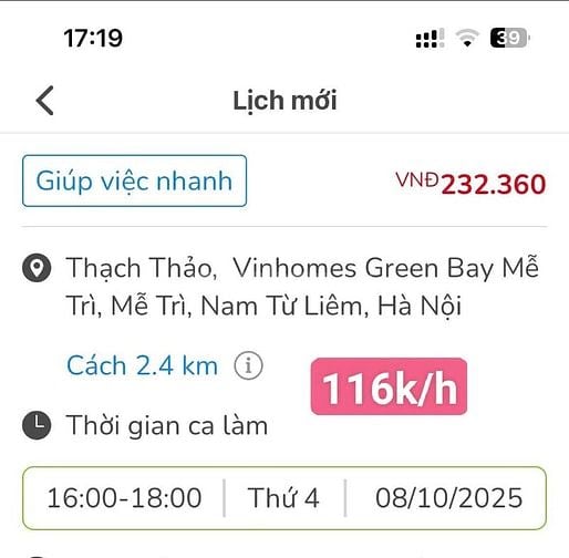 Tuyển giúp việc theo giờ LƯƠNG CAO làm GẦN NHÀ 