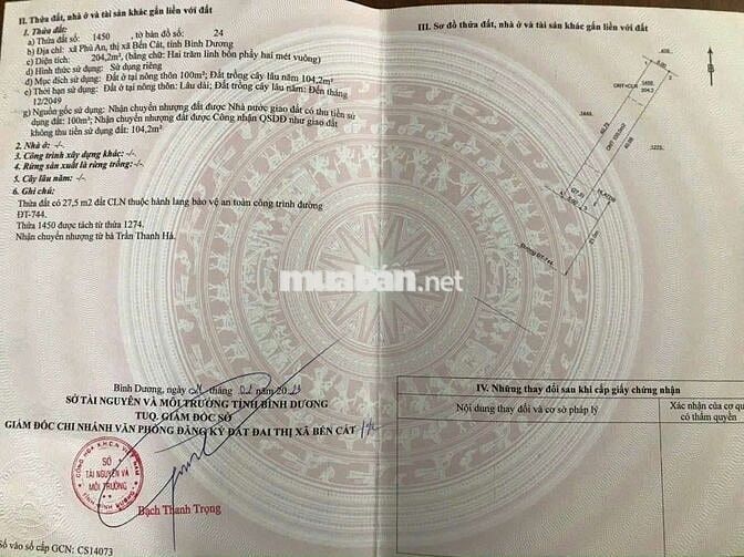 Chủ bán gấp đất mặt tiền đường Nguyễn Chí Thanh Phú An