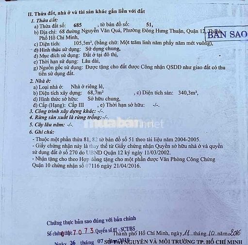 Bán nhà mặt tiền Nguyễn Văn Quá