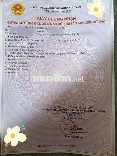 Bán đất Thụy Lâm, Thư Lâm, Đông Anh