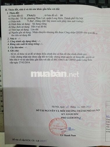Chính Chủ Cần Bán Đất Phúc Lợi – Long Biên, Hà Nội