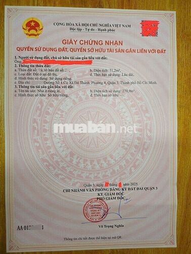 Mặt tiền Đường số 4 Cư Xá Đô Thành Quận 3 dtich 6x13m đúc 5 tầng 6pn