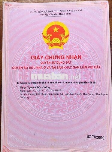 CẦN BÁN LÔ ĐẤT THÔN DƯƠNG SƠN, HÒA XUÂN MỚI 168 M2