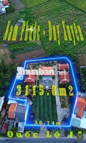 Bán lô đất 3115m (100% đất ở). Mặt tiền quốc lộ 1A. Duy Xuyên - Quản