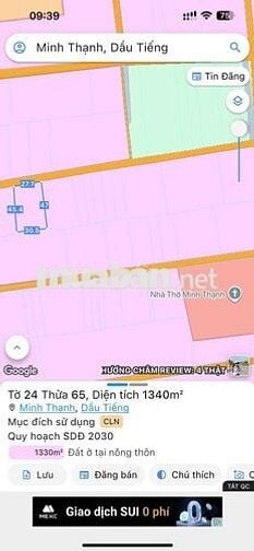 1330m2 đất sau nhà thờ Minh Thạnh, Dầu Tiếng