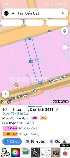 💥GIẢM 02 TỶ - 3.441m2, 22x157m Đất 2MT Hùng Vương - D8 KCN Rạch Bắp