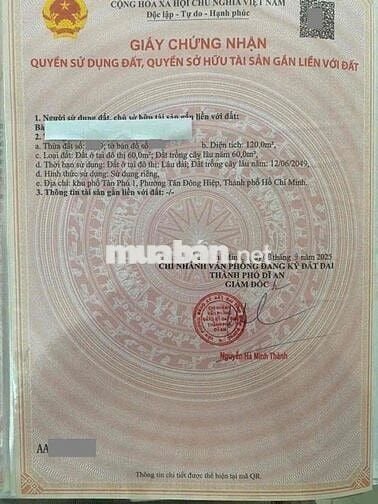 Đất mặt tiền Đường An Nhơn, P Tân Bình, Tp Dĩ An.