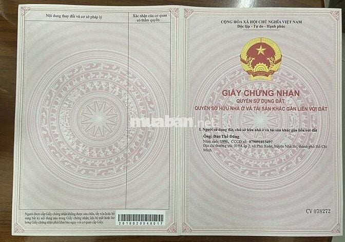 Cần bán đất thổ cư xã phước lại