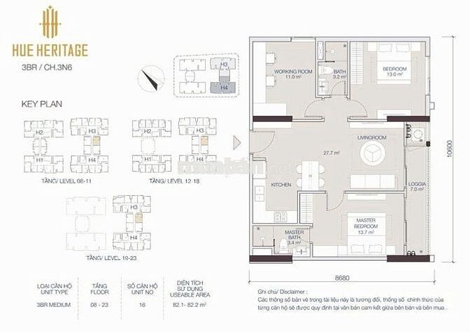 HUẾ HERITAGE–CĂN HỘ MÃ H3-09 | 3PN VIEW ĐẸP TRUNG TÂM THÀNH PHỐ