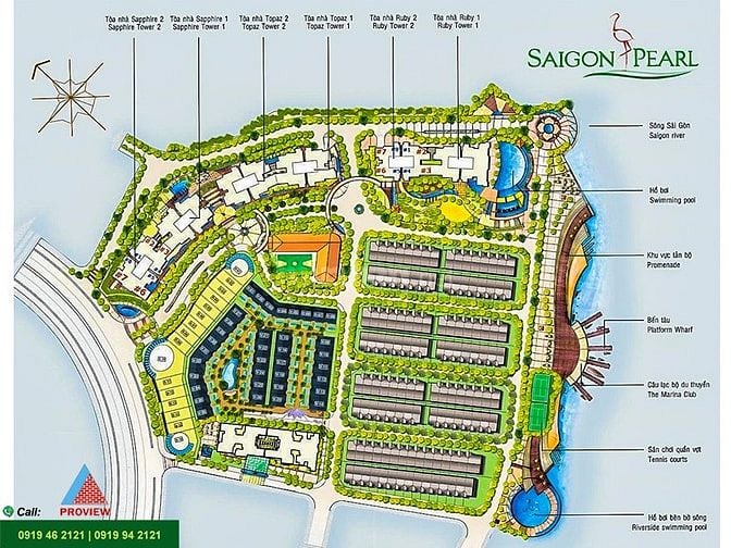 Cho thuê biệt thự Saigon Pearl, 10x20m, 3 tầng,  gần sông, 118tr/th