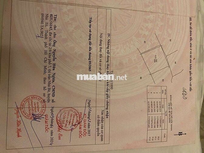 Bán đất hẻm đường Hà quang vóc xã Bình Khánh huyện cần giờ