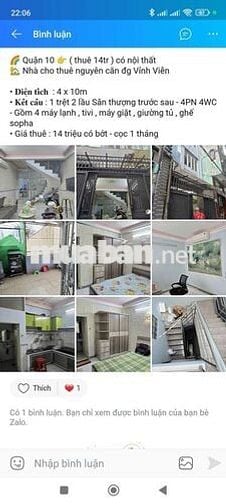 Nhà cho thuê 4 phòng ngủ full noi thất đầy đủ