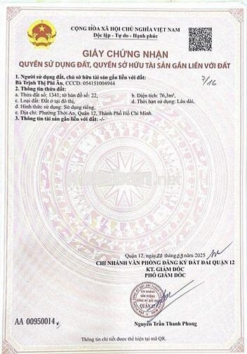 Đất Phân Lô Đẹp Đường thới an 16, phường thới an quận 12