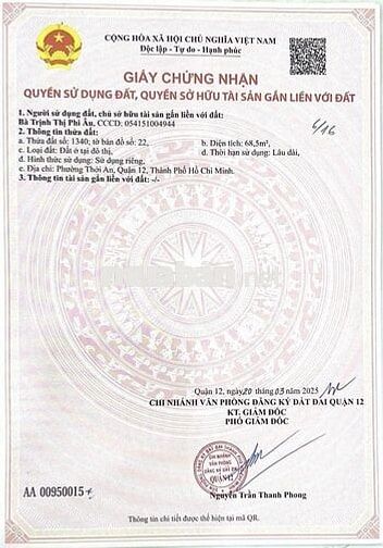 Đất Phân Lô Đẹp Đường thới an 16, phường thới an quận 12