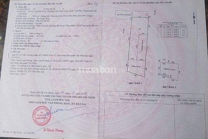 Cho thuê nhà 2 tầng DT 8x27, hẻm 4m, 120/16 Lũy Bán Bích, gía 25 tr
