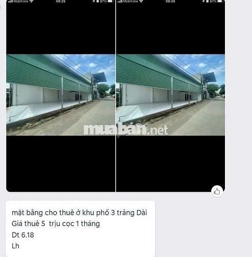 CHO THUÊ MẶT BẰNG PHƯỜNG TRẢNG DÀI GIÁ 5 TRIỆU