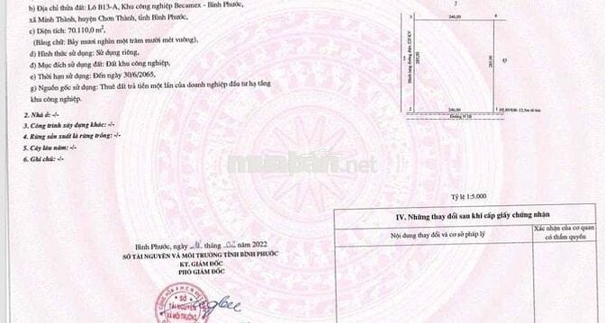 BÁN LÔ ĐẤT khu công nghiệp CHƠN THÀNH 7ha
