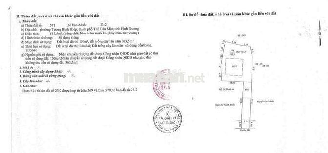 513,5m² đất mặt tiền tại Lê Chí Dân, Thủ Dầu Một, Bình Dương