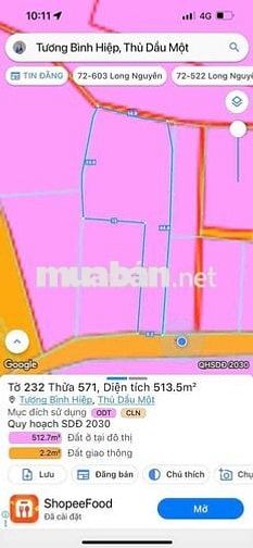 513,5m² đất mặt tiền tại Lê Chí Dân, Thủ Dầu Một, Bình Dương