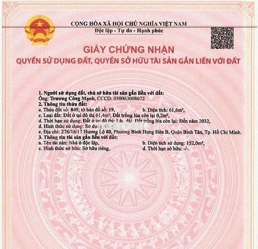Tôi chính chủ bán nhà 3 lầu bình tân 4x17 giá 3 tỷ 8