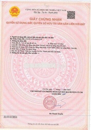 CÔ MỸ GỬI BÁN LÔ ĐẤT 122M2 NỞ HẬU CÁCH THPT TÂN THÔNG HỘI CHỈ 500M