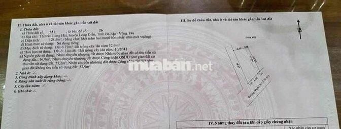 Cần tiền bán gấp lô đất ở Long Hải