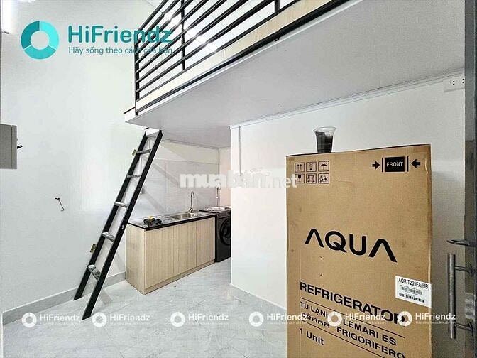 phòng có gác full nội thất rộng28m2 nằm ngay công viên làng hoa