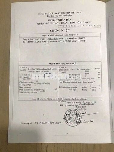 BÁN GẤP TÒA NHÀ VP HẦM 5 LẦU ĐC: 8 HOA SỮA, P7, PN GIÁ 43 TỶ DT: 8×18M