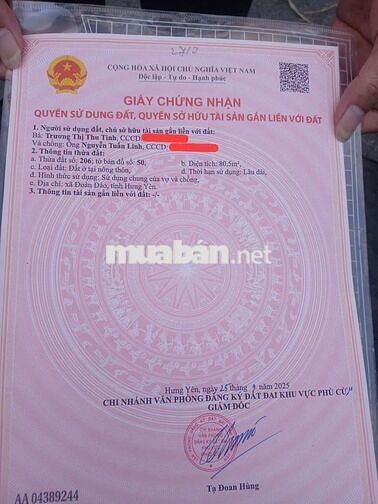 CẦN BÁN ĐẤT ĐÔNG CÁC ĐOÀN ĐÀO PHÙ CỪ