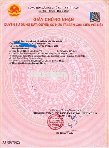 Đất mặt tiền kinh doanh Tỉnh Lộ 7 An Nhơn Tây Củ Chi giá 1,79 tỷ 190m2