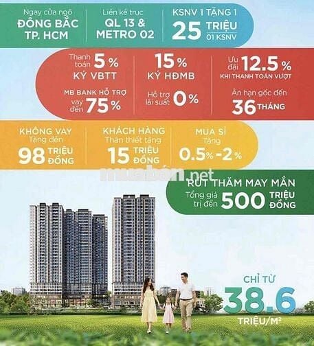 Sở hữu căn hộ cao cấp chỉ từ 1,3 tỷ, thanh toán chỉ 5%, ck tới 12,5%