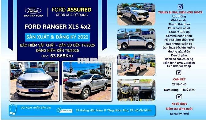 Ford Ranger XLS AT 4x2 Bạc bạch kim 2022