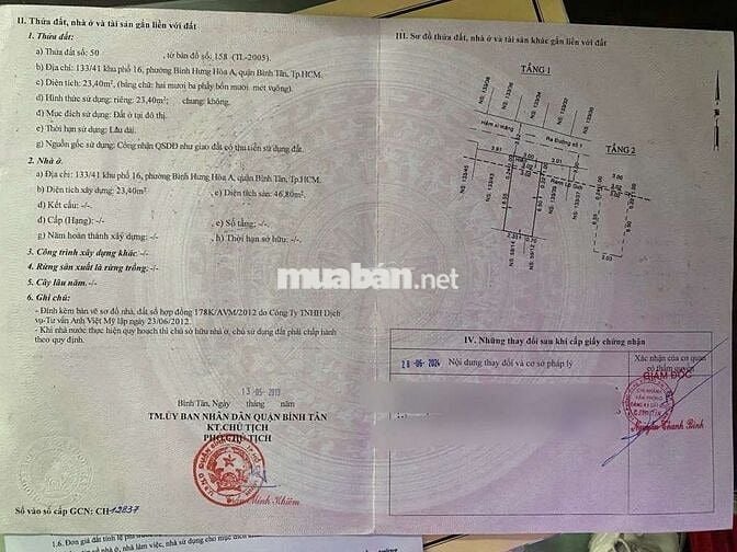 NHÀ ĐẸP SỔ RIÊNG ĐƯỜNG SỐ 1 (BÌNH LONG) ĐỐI DIỆN TÂN PHÚ